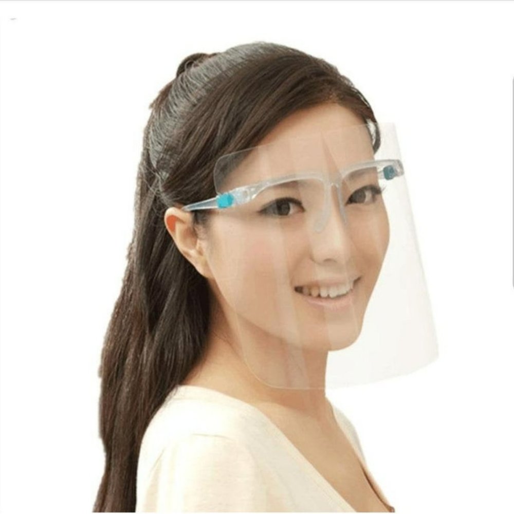 Face shield with glasses, clear, Reusable,